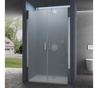 doporro Double Portes de Douche à L'italienne Opaque 100x195cm Parois Autolevantes Pivotantes Teramo24VS avec Traitement NANO Anti-calaire