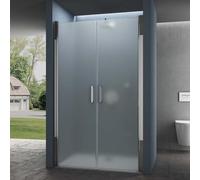 doporro Double Portes de Douche à L'italienne Opaque 90x195cm Parois Autolevantes Pivotantes Teramo24VS avec Traitement NANO Anti-calaire