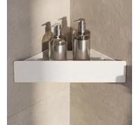 doporro Étagère de Douche d'Angle Murale Panier de Rangement Blanc | sans Perçage ou à Visser, Acier au Carbone, Serviteur de Douche, pour Salle de Bain et Cuisine, Reglo-07