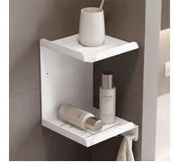 doporro Étagère de Douche d'Angle Murale Rangement 2 Niveaux 3 Crochets | sans Perçage ou à Visser, Serviteur de Douche, Blanc, pour Salle de Bain et Cuisine, Reglo-14