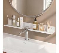 doporro Étagère de Lavabo Murale, Étagère de Salle de Bain au-Dessus du Robinet Blanc, Forme U, Adhésive ou Perçage, Support de Rangement pour Lavabo Cuisine, Reglo-17