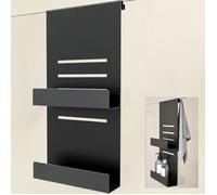 doporro Étagère Douche à Suspendre Étagère Salle de Bain Noir à 2 Niveaux avec 3 Crochets Support Douche sans Perçage Oryne-01