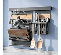 doporro Étagère Murale Cuisine Porte-Couvercle à 3 Niveaux Porte-Ustensiles
