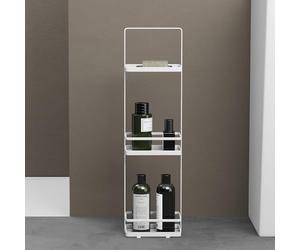 doporro Étagère Rangement sur Pied à 3 Niveaux Organisateur de Toilettes | Blanc, Serviteur de Douche, Acier au Carbone, 18x12,5x67,3cm, Salle de Bain, Reglo-02