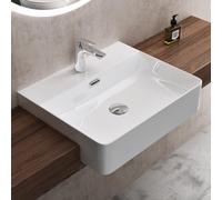doporro Lavabo à Encastrer Blanc Vasque en Céramique Lave Mains Rectangulaire de Qualité pour Salle de Bain 50,5x42,5x12,5cm Brüssel702