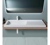 doporro Lavabo à Encastrer Blanc Vasque en Fonte Minérale Lave Mains Rectangulaire de Qualité pour Salle de Bain 120x46x14cm Colossum820