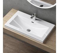 doporro Lavabo Vasque Blanc 76,5cm à Encastrer Colossum01 Fonte Minérale Solid Surface76,5x48x13cm
