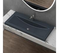 doporro Lavabo Vasque Gris Noir Mat 100cm à Encastrer Colossum01 Fonte Minérale Solid Surface 100x48x13cm