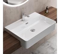 doporro Lavabo à Encastrer Vasque Lave-Mains Blanc 60x42x12,5cm | Céramique, pour Salle de Bain, Brüssel702