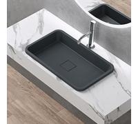 doporro Lavabo à Encastrer Vasque Lave Mains Rectangulaire 60x38x12cm | Gris Noir Mat, avec Cache-Bonde Inclus, pour Salle de Bain, Colossum104