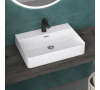 doporro Lavabo à Poser Blanc Vasque Suspendu en Céramique Lave Mains Rectangulaire de Qualité pour Salle de Bain 50x42x12cm Meissen201-500