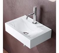 doporro Lavabo à Poser Blanc Vasque Suspendu en Céramique Lave Mains Rectangulaire de Qualité pour Salle de Bain 46x30.5x10,5cm Brüssel118