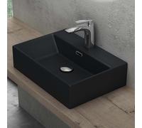 doporro Lavabo à Poser Noir Mat Vasque Suspendu en Céramique Lave Mains Rectangulaire de Qualité pour Salle de Bain 51x36x13cm Brüssel206