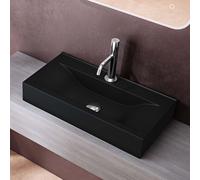 doporro Lavabo à Poser Noir Mat Vasque Suspendu en Céramique Lave Mains Rectangulaire de Qualité pour Salle de Bain 62x32x11cm Brüssel118