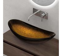 doporro Lavabo à Poser Vasque en Verre Doré Lave Mains Ovale de Salle de Bains Petit Lave-Mains pour WC 53,5x35,5x16 cm Minerva08