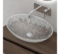doporro Lavabo à Poser Vasque en Verre Transparent Lave Mains Ovale de Salle de Bains Petit Lave-Mains pour WC 50,5x36x15,5 cm Minerva05