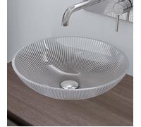 doporro Lavabo à Poser Vasque en Verre Transparent Lave Mains Ovale de Salle de Bains Petit Lave-Mains pour WC 40x40x12 cm Minerva06