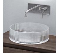 doporro Lavabo à Poser Vasque en Verre Transparent Lave Mains Rond de Salle de Bains Petit Lave-Mains pour WC 40x40x12 cm Minerva01