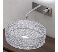 doporro Lavabo à Poser Vasque en Verre Transparent Lave Mains Rond de Salle de Bains Petit Lave-Mains pour WC 39x39x12 cm Minerva07