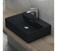 doporro Lavabo à Poser Vasque Suspendu Lave-Mains Noir Mat 51x36x13cm