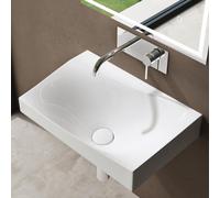 doporro Lavabo à Suspendre Vasque Murale Solid Surface Rectangulaire Blanc pour Toilettes Invités 60x38x20cm Colossum6035