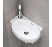 doporro Lavabo vasque à monter au mur évier, Bruxelles 001R, blanc, traitement anticalcaire, céramique Dimensions: 42 x 28 x 15cm, écartement des percages: 240 mm