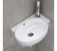 doporro Lavabo à Suspendu Vasque à Monter au Mur Blanc 42x28x15cm | Lave-Mains, en Céramique, Traitement Anticalcaire pour Salle de Bain, Brüssel001L