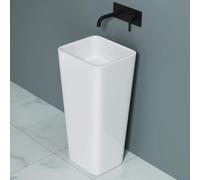 doporro Lavabo Colonne Blanc Vasque sur Pied Lave Mains Rectangulaire Solid Surface 40x35x80cm Colossum31