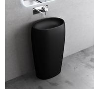 doporro Lavabo Colonne Ovale Noir Vasque sur Pied Solid Surface Lave Mains pour Salle de Bain 53,5x36x85cm Colossum32