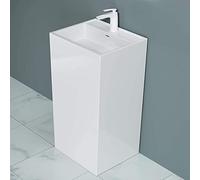 doporro Lavabo Colonne Rectangulaire Blanc Vasque sur Pied Solid Surface Lave Mains pour Salle de Bain 50x42x90cm Colossum34