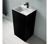 doporro Lavabo Colonne Rectangulaire Noir + Blanc Vasque sur Pied Solid Surface Lave Mains pour Salle de Bain 50x42x90cm Colossum34