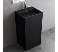 doporro Lavabo Colonne Rectangulaire Noir Vasque sur Pied Solid Surface Lave Mains pour Salle de Bain 50x42x90cm Colossum34