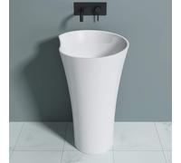doporro Lavabo Colonne Rond Blanc Vasque sur Pied Solid Surface Lave Mains de Salle de Bain 53x53x88cm Colossum30