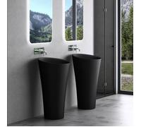 doporro Lavabo Colonne Rond Noir Vasque sur Pied Solid Surface Lave Mains pour Salle de Bain 42x42x85cm Colossum33
