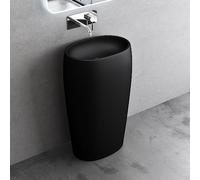 doporro Lavabo Colonne Ovale Noir Vasque sur Pied Solid Surface Lave Mains pour Salle de Bain 53,5x36x85cm Colossum32