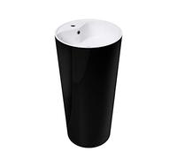 doporro Lavabo Colonne Rond Noir + Blanc Vasque sur Pied Solid Surface Lave Mains pour Salle de Bain 45x45x90cm Colossum35