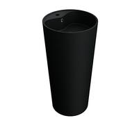 doporro Lavabo Colonne Rond Noir Vasque sur Pied Solid Surface Lave Mains pour Salle de Bain 45x45x90cm Colossum35