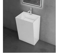 doporro Lavabo sur Pied Blanc Vasque Colonne en Fonte Minérale Lave Mains Rectangulaire pour Salle de Bain 55X42X85cm Colossum40