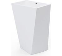 doporro Lavabo sur Pied Blanc Vasque Colonne en Fonte Minérale Lave Mains Rectangulaire pour Salle de Bain 55x38x85cm Colossum38