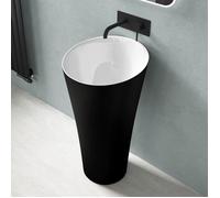 doporro Lavabo Colonne Rond Noir + Blanc Vasque sur Pied Solid Surface Lave Mains pour Salle de Bain 42x42x85cm Colossum33
