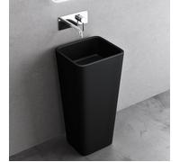 doporro Lavabo sur Pied Noir Mat Vasque Colonne en Fonte Minérale Lave Mains Rectangulaire pour Salle de Bain 40x35x81cm Colossum31