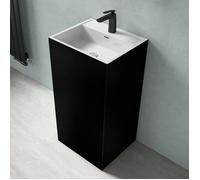 doporro Lavabo Colonne Rectangulaire Noir + Blanc Vasque sur Pied Solid Surface Lave Mains pour Salle de Bain 50x42x90cm Colossum34