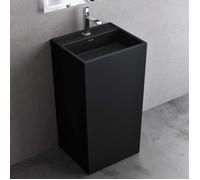 doporro Lavabo sur Pied Noir Mat Vasque Colonne en Fonte Minérale Lave Mains Rectangulaire pour Salle de Bain 50x42x90cm Colossum34