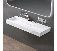 doporro Lavabo Suspendu avec Bonde Vasque à Poser Blanc 120x46x11cm Lave Mains Rectangulaire sans Perçage Colossum19
