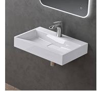 doporro Lavabo Suspendu avec Bonde Vasque à Poser Blanc 50x38x11cm Lave Mains Rectangulaire avec Perçage de Robinet Colossum19
