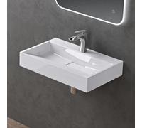 doporro Lavabo Suspendu avec Bonde Vasque à Poser Blanc 50x38x11cm Lave Mains Rectangulaire avec Perçage de Robinet Colossum19