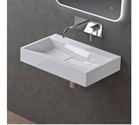doporro Lavabo Suspendu avec Bonde Vasque à Poser Blanc 50x38x11cm Lave Mains Rectangulaire sans Perçage de Robinet Colossum19