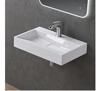doporro Lavabo Suspendu avec Bonde Vasque à Poser Blanc 60x38x11cm Lave Mains Rectangulaire avec Perçage de Robinet Colossum19
