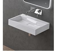 doporro Lavabo Suspendu avec Bonde Vasque à Poser Blanc 60x38x11cm Lave Mains Rectangulaire sans Perçage de Robinet Colossum19