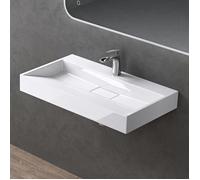 doporro Lavabo Suspendu avec Bonde Vasque à Poser Blanc 80x46x11cm Lave Mains Rectangulaire avec Perçage de Robinet Colossum19